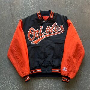 Vintage Baltimore Orioles Starter Jacket Diamond Collection MLB Black Orange L